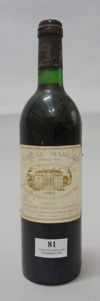 1 Bouteille CHÂTEAU MARGAUX 1980 Etiquette...