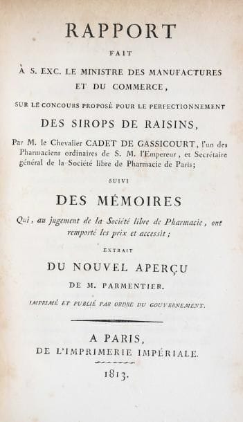 [VIN] CADET DE GASSICOURT (Félix). Rapport...