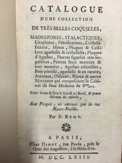 [Gemmologie]. REMY (Pierre). Catalogue d'une...