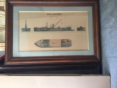 [Marine]. Suite de 3 gravures.

- Grue flottante....