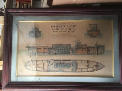[Marine]. Suite de 3 gravures.

- Grue flottante....