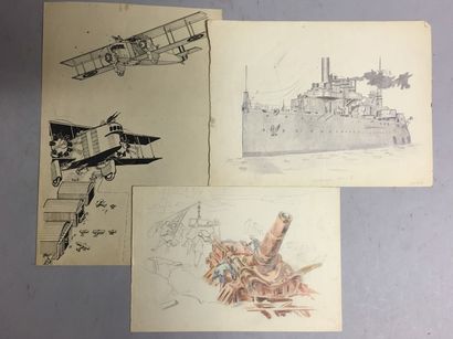 [Militaria]. Ensemble de croquis d'armement,...