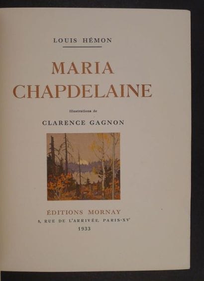 GAGNON. HÉMON (Louis). Maria Chapdelaine....
