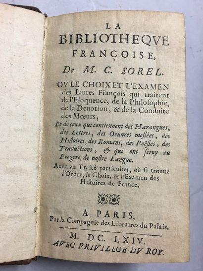 SOREL (Charles). La bibliothèque françoise....