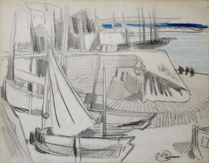 [Bretagne]. MATHURIN MEHEUT (suiveur de).

Bateaux...
