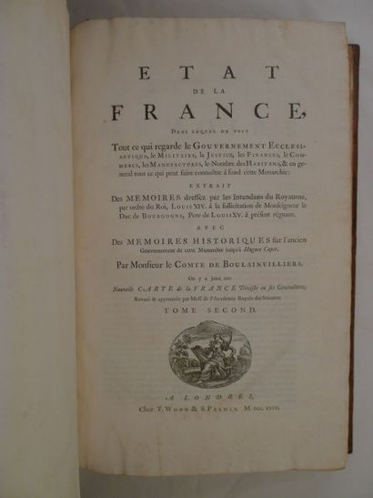 BOULAINVILLIERS (Henri de). Etat de la France,...
