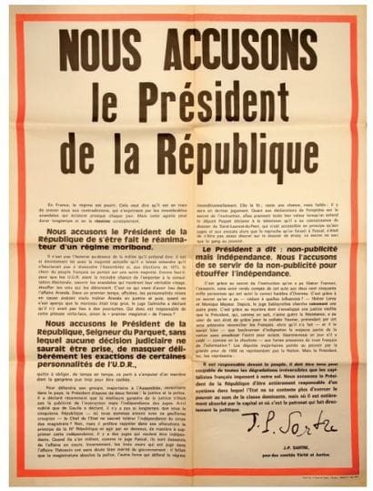 [SARTRE JEAN-PAUL]
. AFFICHE : « NOUS ACCUSONS...