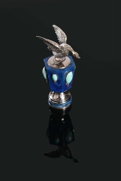 Rare sceau en argent *, lapis-lazuli, turquoises...