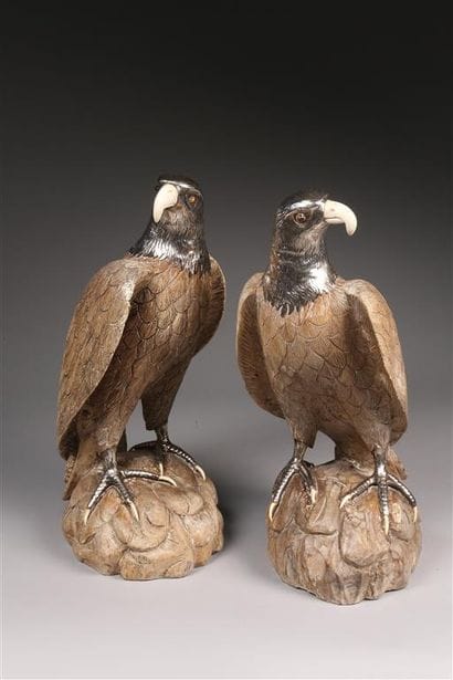 FERREIRA.
Exceptionnelle paire d'aigles en...