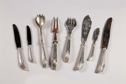 Partie de ménagère en argent fourré, argent...