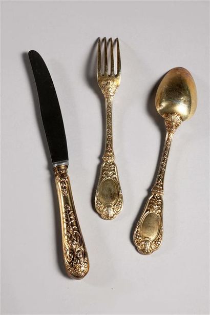 Partie de ménagère en vermeil (950 millièmes),...