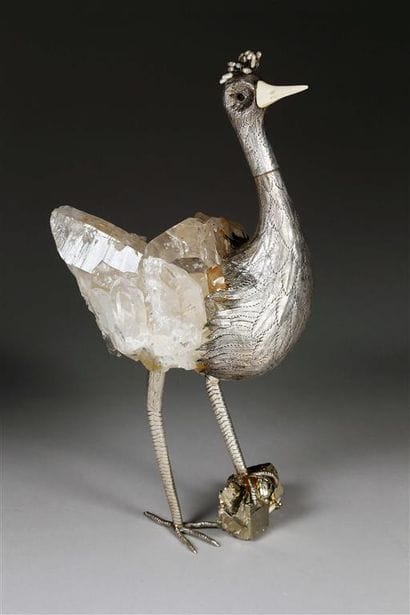 FERREIRA.
Autruche en argent (835 millièmes),...