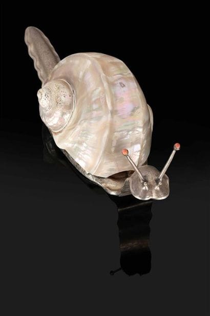 FERREIRA.
Deux escargots en argent (833 millièmes),...