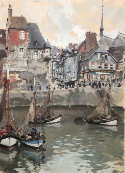 A. BRENET (1903-2005)
Vue du port d'Honfleur....
