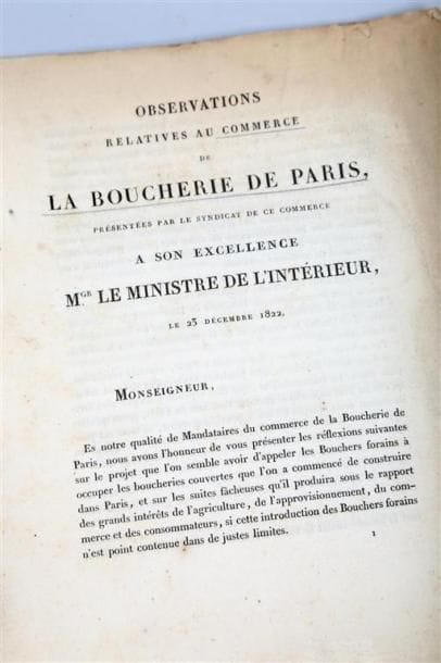 [Boucherie parisienne]. Observations relatives...
