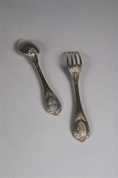 PARTIE DE MÉNAGÈRE.
Argent (950/1 000e),...