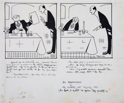 ENSEMBLE DE 2 DESSINS.
MORISS. 
Encre sur...