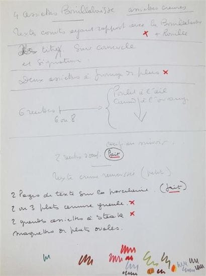 ENSEMBLE DE DESSINS PRÉPARATOIRES ET RECETTES...