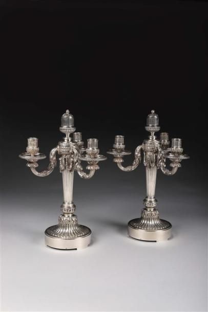 PAIRE DE CANDÉLABRES.
Argent (950/1 000e)...