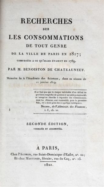 [Économie]. BENOISTON DE CHATEAUNEF. Recherches...