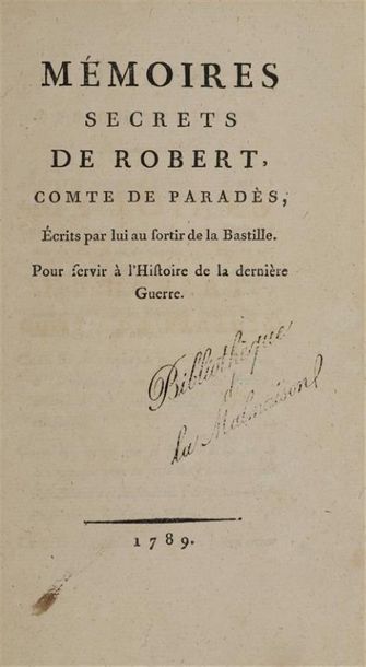 * [Bibliothèque de La Malmaison]. PARADÈS...