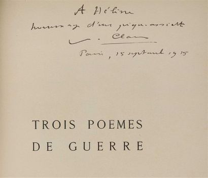 CLAUDEL (Paul). Trois poèmes de guerre. Paris,...