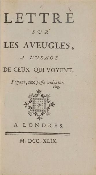 [DIDEROT (Denis)]. Lettre sur les aveugles...