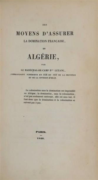 LETANG (général Georges-N.-M.). Des moyens...