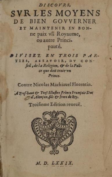 [Livre du XVIe s.]. [GENTILLET (Innocent)]....