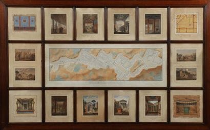 [Italie]. Pompei. Plan manuscrit aquarellé...