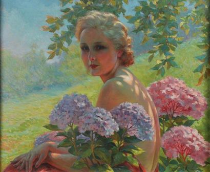 Maurice MILLIÈRE (1871-1946).
Nu assis entre...