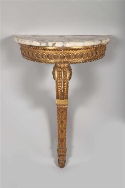 Paire de petites consoles demi-lune en bois...