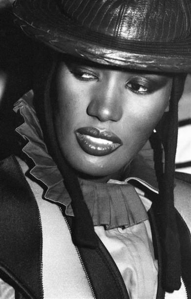 GRACE JONES IN STRAW HAT.
By Rose Hartman.
Studio...
