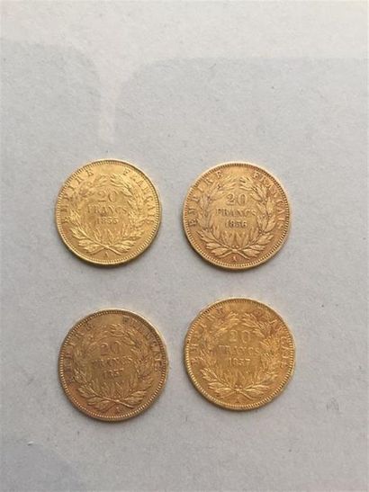 20 francs tête nue (4). Paris. 1855, 1856,...