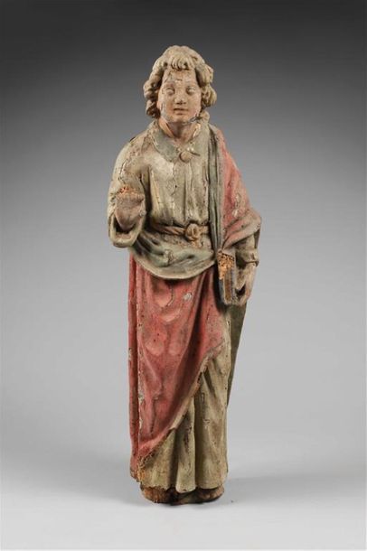 SAINT JEAN L'ÉVANGÈLISTE.
Bois sculpté polychrome...