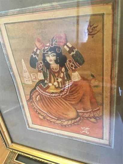 DANSEUSE QÂJÂR AUX CASTAGNETTES, IRAN, XXe...