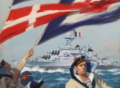 Albert BRENET (1903-2005).
Navire en rade...