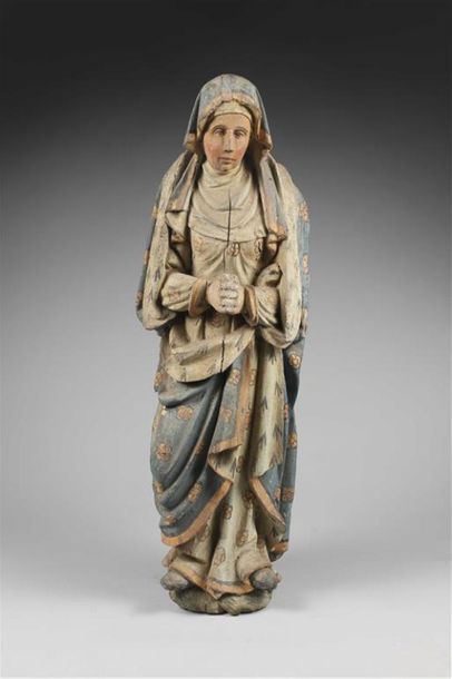 SCULPTURE EN BOIS REPRÉSENTANT LA VIERGE...