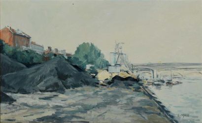 Charles MALLE (né en 1935).
Péniches à charbon,...
