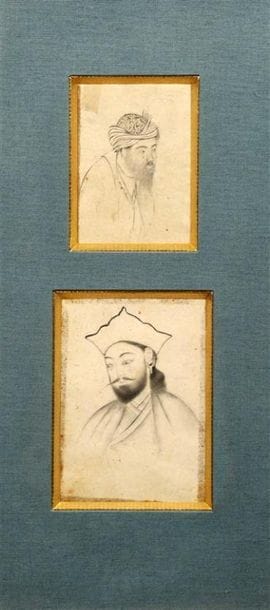 DEUX PORTRAITS D'HOMME, IRAN STYLE SAFAVIDE,...