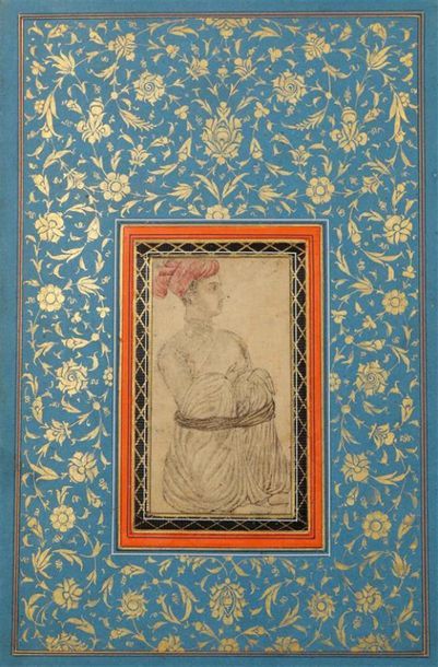 PÂGE D'ALBUM, IRAN QÂJÂR, XIXe siècle.
Derviche...