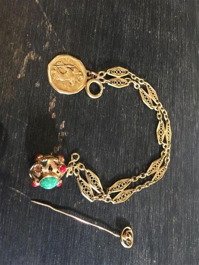 Bracelet 2 rangs en or jaune 18K (750 millièmes),...