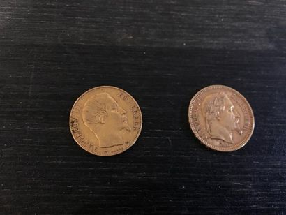 2 x 20F en or, Napoléon III, A 1855 et A,...