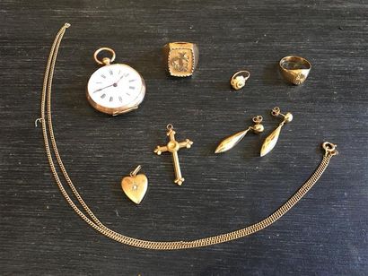 Lot en or jaune 18K (750 millièmes) comprenant...