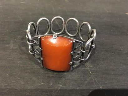 Bracelet ouvrant en argent bas-titre (800...
