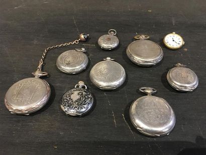 Lot de 8 montres de gousset en argent (925...
