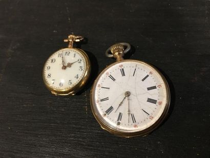 2 montres de gousset ou de col en or jaune...