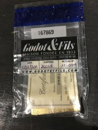 Lingot de 250g n°H796 et son certificat d'analyse...