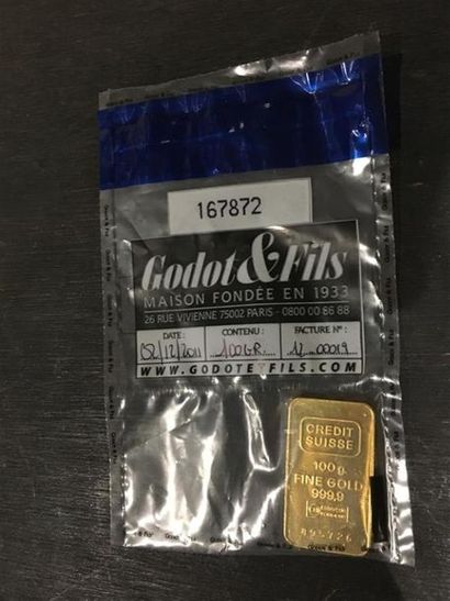 Lingotin de 100g n°195726. Sous sachet scellé...