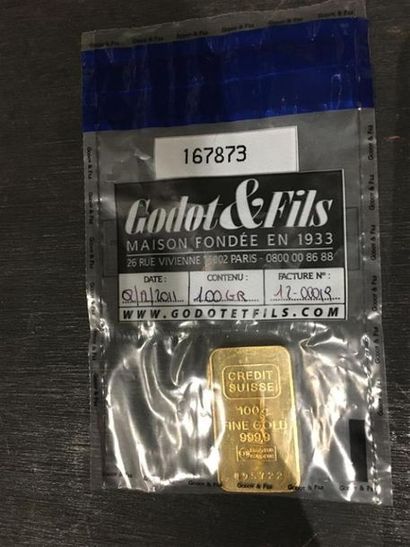 Lingotin de 100g n°495722. Sous sachet scellé...